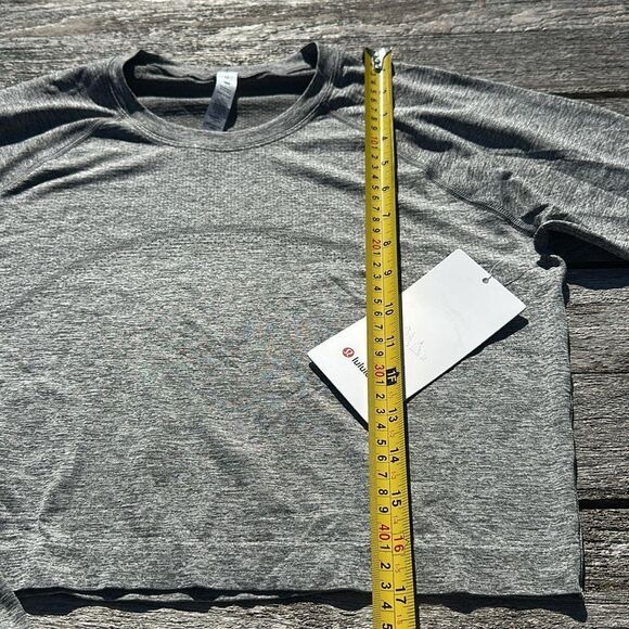 Lululemon Swiftly Tech Cropped Long-Sleeve Shirt 2.0 Slate / White size 12 NWT - Picture 4 of 6
